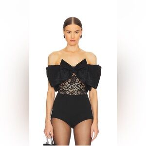 lace bow body in black